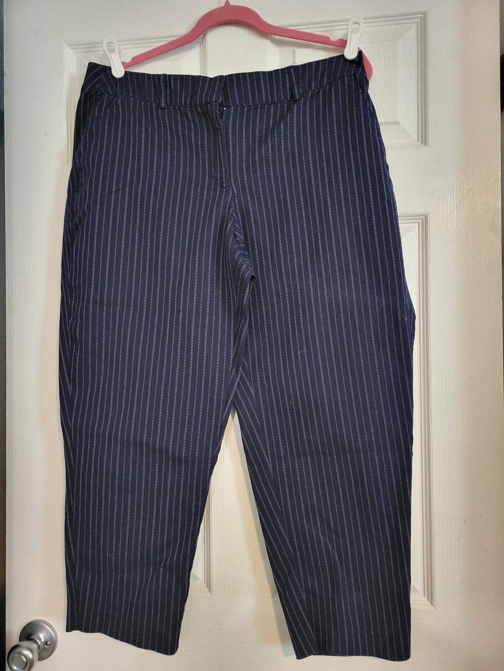 Lane Bryant Navy Pinstripe Cropped Dress Pants